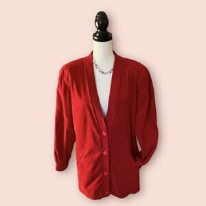 Vintage 80s Ultrasuede Lilli Ann Blazer Cardigan Jacket Red M L 8